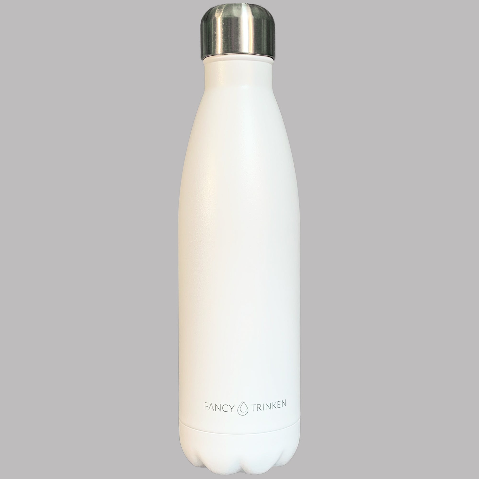 Trinkflasche aus Edelstahl, doppelwandig, schwarz, weiß